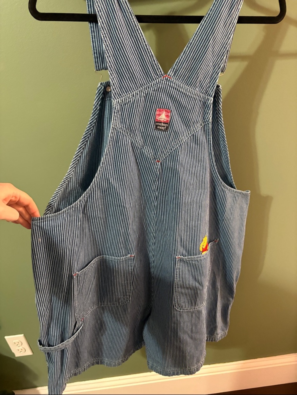 Vintage Women’s Plus Blue Striped Short Overalls with Winnie the Pooh Embroidery - Picture 5 of 8